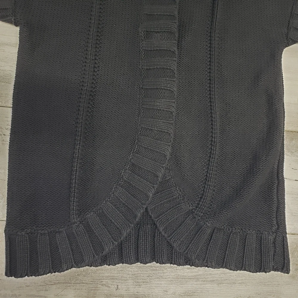 Kenneth Cole Reaction Black Ribbed Knit Short Sleeve Cardigan Sweater Size S Y2K - Picture 9 of 13
